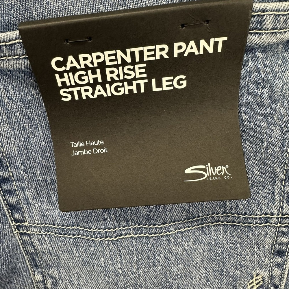 Silver Jeans Co Carpenter Pant High Rise Straight Leg Medium Wash Denim 22W L29 - Picture 4 of 6